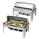 2 Pack 9 Quart Chafing Dish Buffet Set Roll Top Stainless Steel For Picnic New