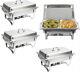 4 Pack 8qt Chafing Dish Stainless Steel Chafer Complete Set With Warmer 2 Pans
