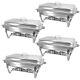 4 Pack 8qt Rectangular Chaffing Dishes Buffet Set Stainless Steel Food Warmer