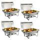4 Pack Catering Stainless Steel Chafer Chafing Dish Sets 8 Qt Party Pack