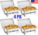4 Pack Catering Stainless Steel Chafing Dish Sets 9.5qt Full Size Buffet Party