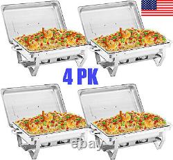 4 Pack Catering Stainless Steel Chafing Dish Sets 9.5QT Full Size Buffet Party