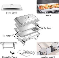 4 Pack Stainless Steel Chafer Chafing Dish Sets Catering Food Warmer 8 QT NEW