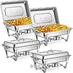 4 Pack Stainless Steel Chafer Chafing Dish Sets Catering Food Warmer 8 QT NEW