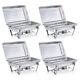 4 Pack Stainless Steel Chafer Set Buffet Serving Dish Kit With 13.7qt Trays Lids