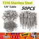 50 Pack T316 Stainless Steel Tensioner Kit Fit 1/8 Cable Railing With Deck Toggle