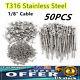 50 Pack T316 Stainless Steel Tensioner Set For 1/8 Cable Railing With Deck Toggle