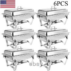6 Pack Catering Stainless Steel Chafing Dish Sets 9.5QT Full Size Buffet Warmer