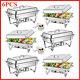 6 Pack Catering Stainless Steel Chafing Dish Sets 9.5qt Full Size Buffet Warmer