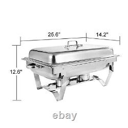 6 Pack Catering Stainless Steel Chafing Dish Sets 9.5QT Full Size Buffet Warmer
