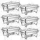 6 Pack Stainless Steel Chafer Chafing Dish Sets Catering Food Warmer New 9.5 Qt