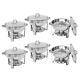 6 Pack Stainless Steel Chafer Round Chafing Dish Sets 5 Qt Dinner Serving