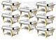 8 Pack Deluxe Full Size 8 Qt Gold Stainless Steel Buffet Chafer Chafing Dish