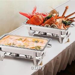 8 Pack Catering Stainless Steel Chafer Chafing Dish Sets 9.5 QT Full Size Buffet