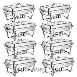 8 Pack Catering Stainless Steel Chafing Dish Sets 9.5QT Full Size Buffet Lot