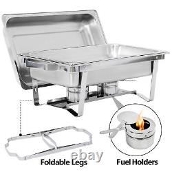 8 Pack Catering Stainless Steel Chafing Dish Sets 9.5Q Full Size Buffet 2 Warmer