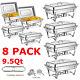 8 Pack Catering Stainless Steel Chafing Dish Sets 9.5 Qt Full Size Buffet Party