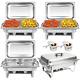 8 Qt 4 Pack Stainless Steel Chafer Chafing Dish Sets Catering Food Warmer 2 Pans
