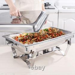 Catering 6 Pack Stainless Steel Chafer Chafing Dish Sets 9.5 QT Full Size Buffet