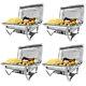 Chafing Dish 4 Pack Stainless Steel 8qt Chafer Sets With 2 Pans For Party