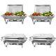 Chafing Dish 4 Pack Stainless Steel Chafer Sets With 2 Pans For Catering Party