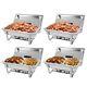 Chafing Dish Buffet Set 4-pack Stainless Steel 8 Qt Foldable Rectangular Chaf