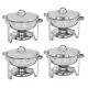 New Stainless Steel Chafer 4 Pack Round Chafing Dish Sets 5 Qt Dinner Serving