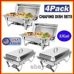 Stainless Steel Chafing Dish 6 Pack 9.5QT Full Size Buffet Chafe Pan Food Warmer